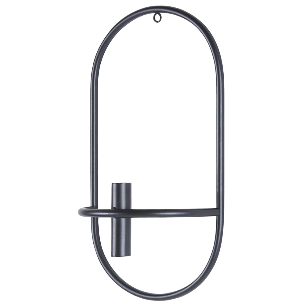 Set di 2 portacandele da parete in metallo nero, stile minimalista ideale per interni ed esterni