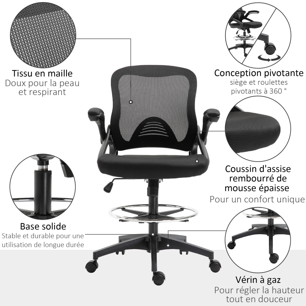 Sedia da ufficio ergonomica con poggiapiedi ¨C zephmum ¨C nero