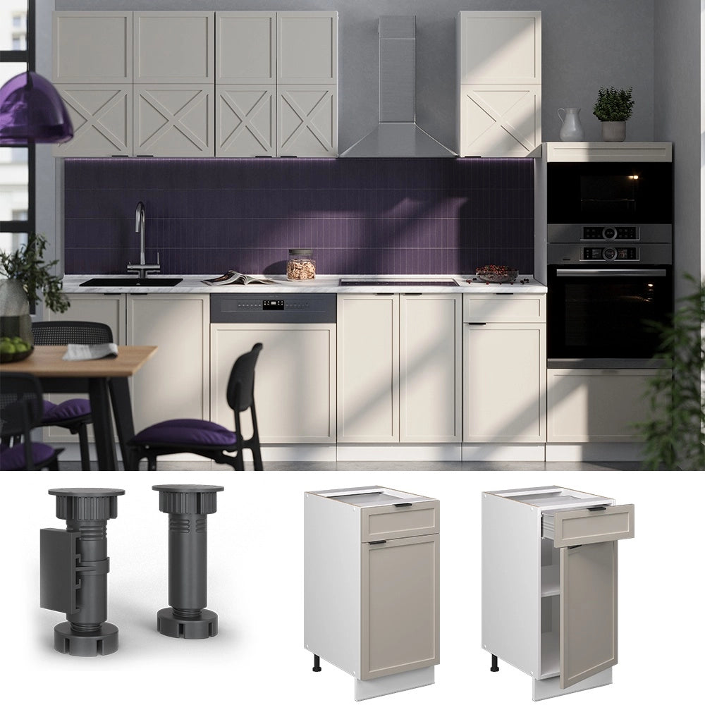 Mobiletto base per cucina Fame-Line GrigioBeige/Bianco 40 cm, PL Antracite Vicco