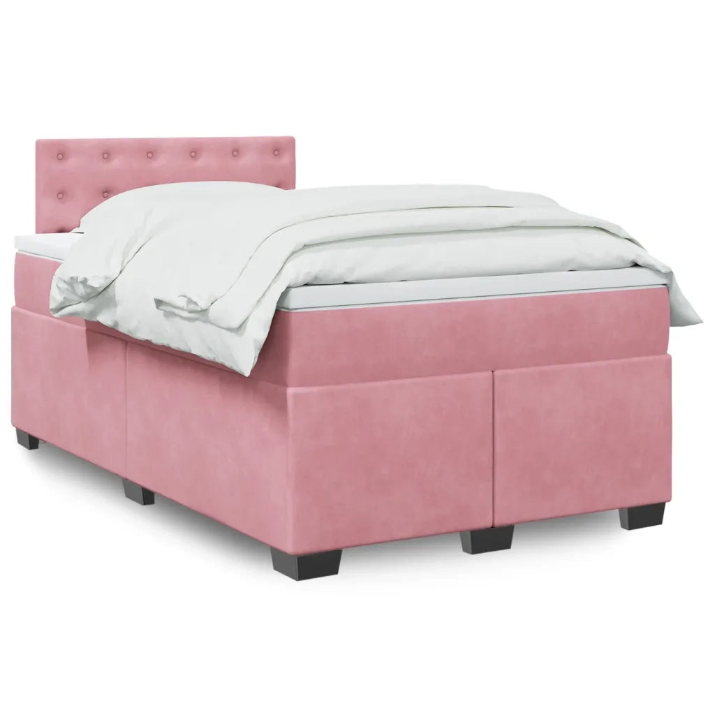 Giroletto a Molle con Materasso Rosa 120x190 cm in Velluto 3286275