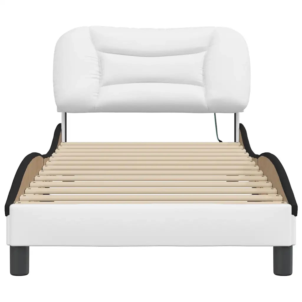 Giroletto con LED senza Materasso-Struttura Letto Hvar Bianco e Nero 90x200 cm