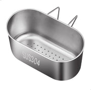 Organizzatore per rubinetti in acciaio inossidabile - Supporto filtro - Contenitore sapone - Cassa scarico - Compartimento di stoccaggio per verdure/frutta - Design a buchetti per asciugatura - Organizzatore per l'asse di scarico