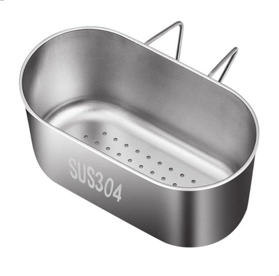 Organizzatore per rubinetti in acciaio inossidabile - Supporto filtro - Contenitore sapone - Cassa scarico - Compartimento di stoccaggio per verdure/frutta - Design a buchetti per asciugatura - Organizzatore per l'asse di scarico