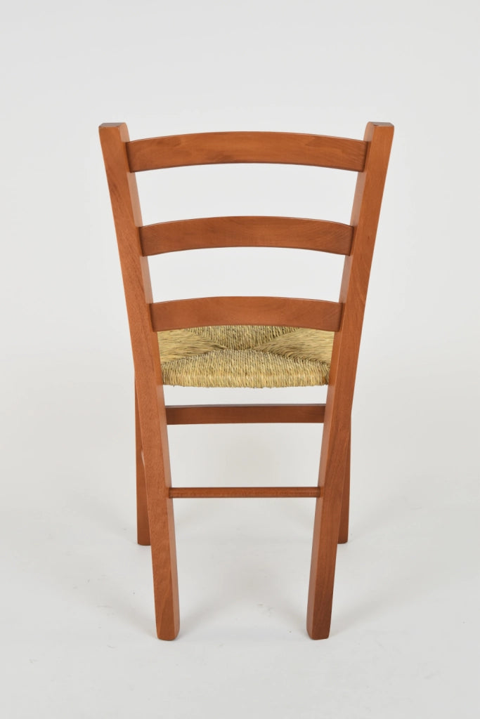 Set 2 Sedie Venice Tommychairs, robusta struttura in legno di faggio verniciata in ciliegio e seduta in paglia