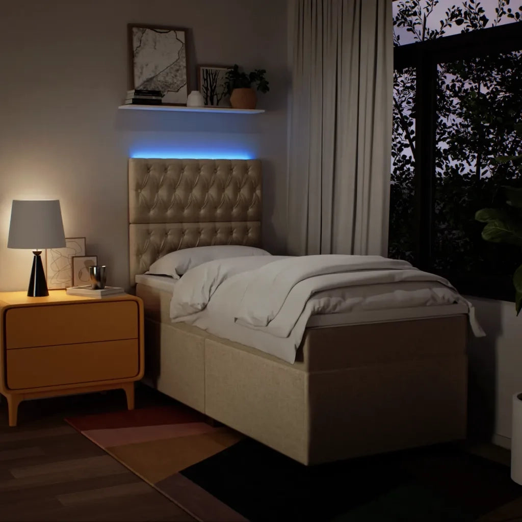 Giroletto a Molle con Materasso Crema 90x200 cm inTessuto 3292683