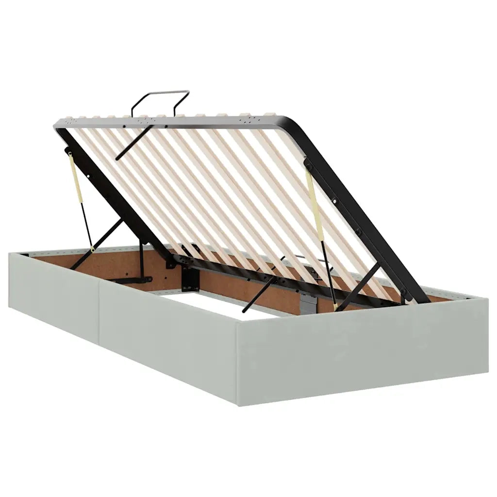 Letto con contenitore e materasso Grigio chiaro 90 x 200 cm