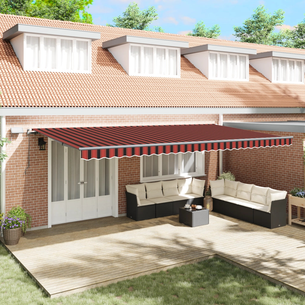 Tenda Retrattile Manuale con LED Arancione e Marrone 600x300 cm