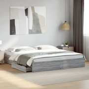 Giroletto Cassetti-Struttura Letto con contenitore Grigio Sonoma 200x200 cm Legno Multistrato 922190