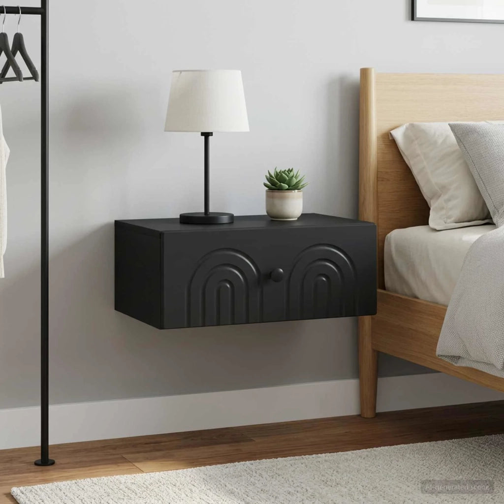 Mobiletto da notte a muro 2 pcs Nero 49 x 34,5 x 20 cm 898108