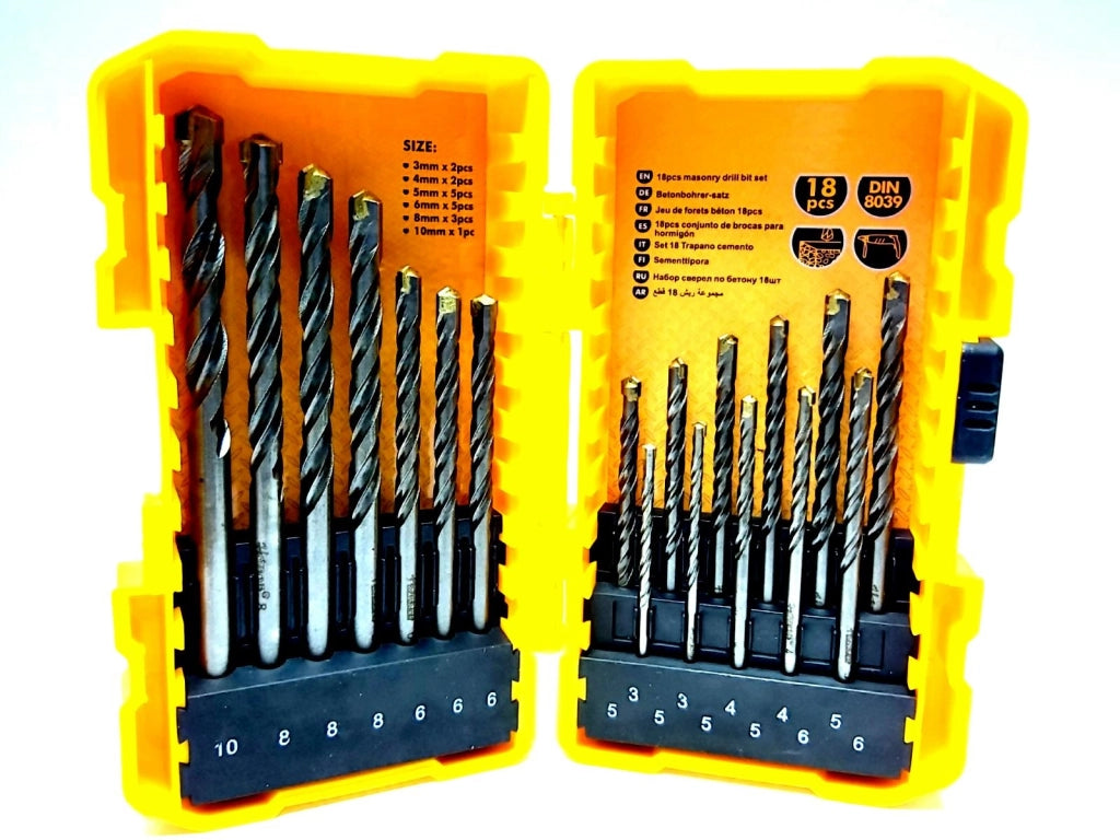 Set 18 punte trapano per muro cemento mattoni 3 - 10 mm con custodia 521003