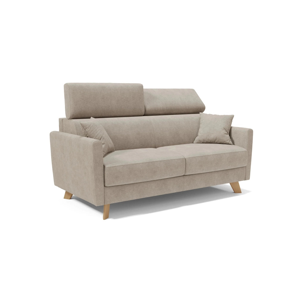Francy Divano letto matrimoniale con poggiatesta regolabili in tessuto impermeabile e smacchiabile T17 200 cm (mat. 160x197) beige
