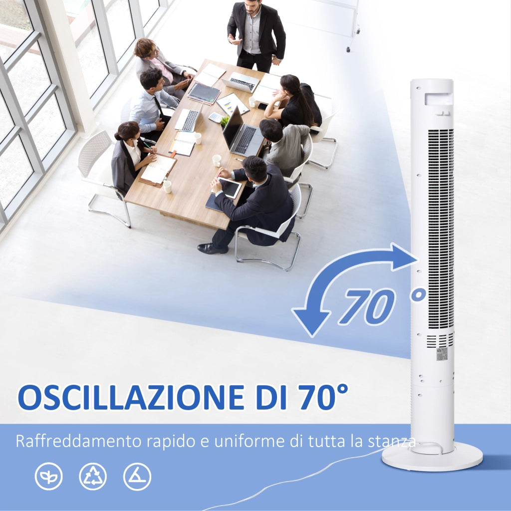 Ventilatore a Colonna con 3 Velocit¨¤ e 4 Modalit¨¤, Timer di 12h, Pannello LED e Telecomando, Bianco