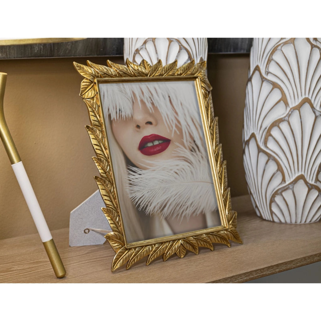 Cornice portafoto Laurel oro con decoro a foglie di alloro 20x25 cm