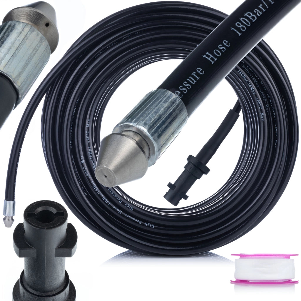 Tubo di Pulizia per Fognature 40m – Compatibile con Idropulitrice Kärcher K2–K7 | Pressione 160 Bar