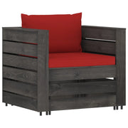 Set Salotto da Giardino 2pz | Set di Mobili da Esterno con Cuscini Legno Impregnato Grigio