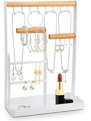 Organizzatore per gioielli - Supporto per catene e collane - Supporto per anelli - Standard per catene gioielli - Organizzatore per catene, bracciali, anelli - Bianco