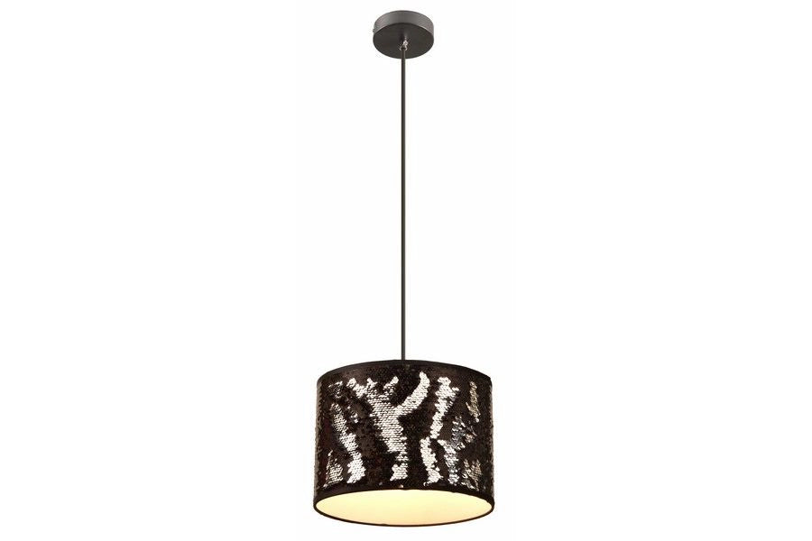 Lampada a sospensione Crazy nera paillettes argento E27 Reality