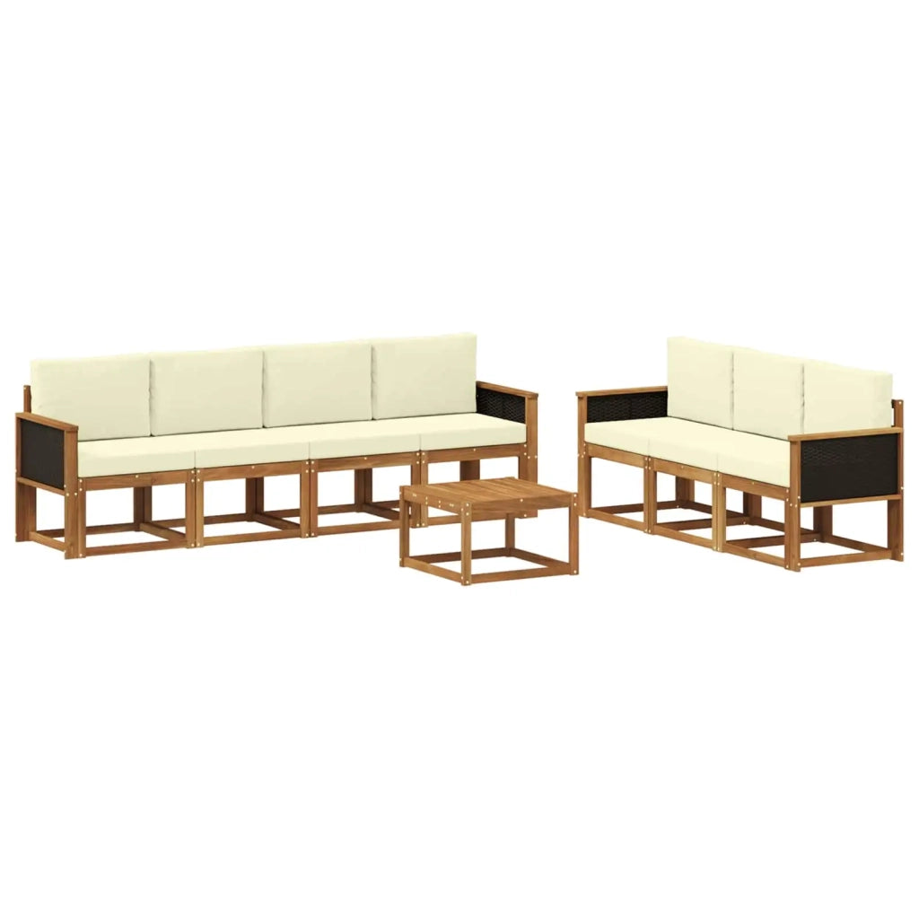 Set di divani da esterno con cuscino 7 pcs Naturale e Crema 3385041