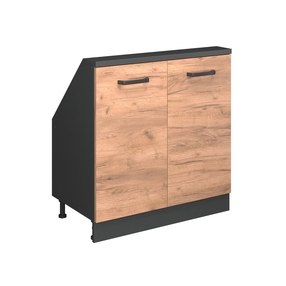 Mobile cucina sottotetto R-Line Rovere dorato/Antracite 80 cm con 2 porte Vicco