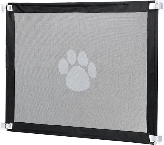 Recinzione per cani per porta e scale ca. 80x99 cm nastro nero con adesivi e viti