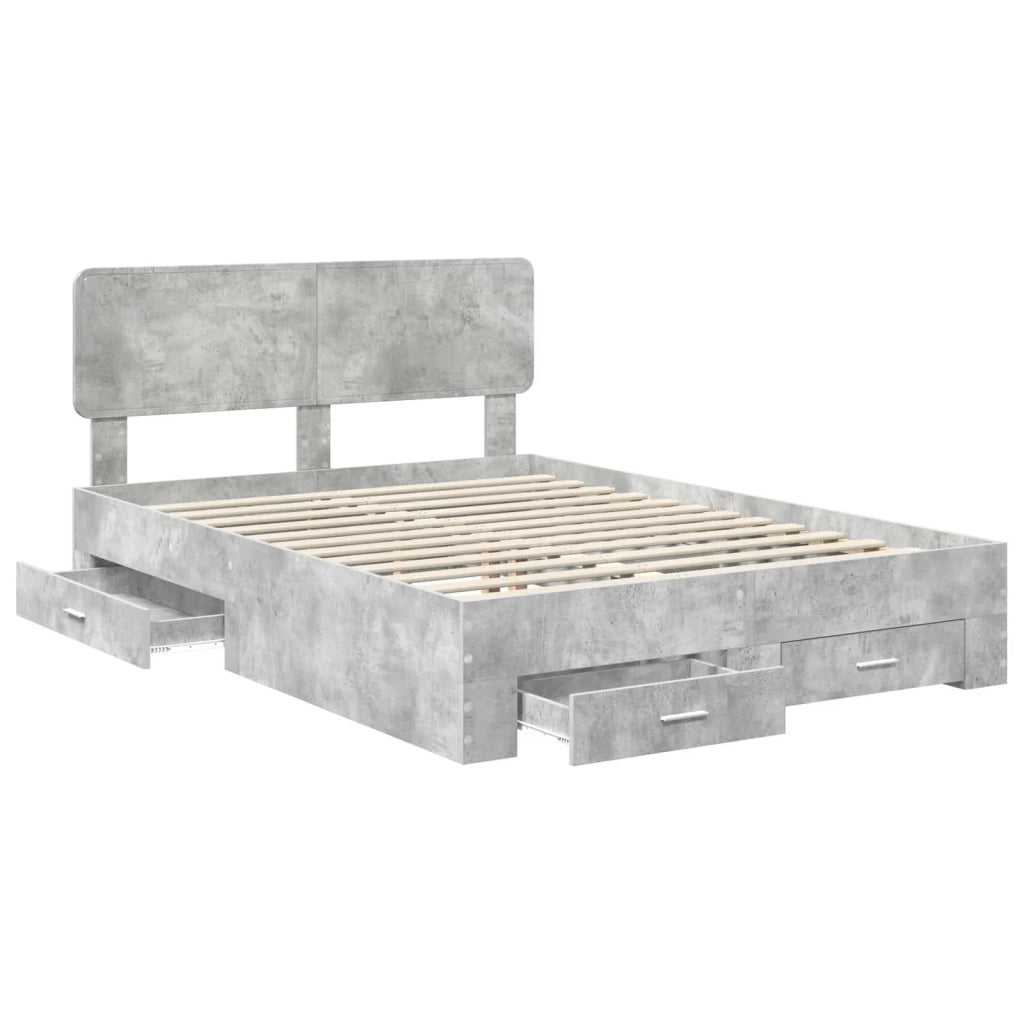 Struttura del letto con testiera Grigio cemento 150 x 200 cm 3412360