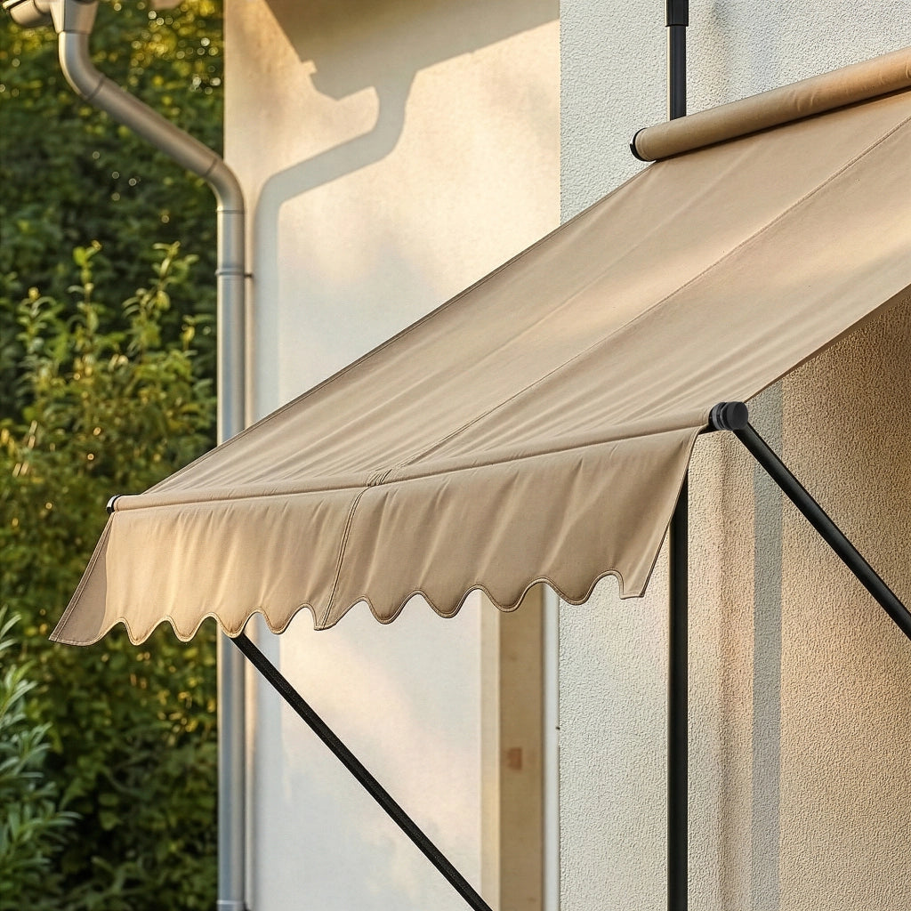 Tenda da Sole a Muro con Pali di Supporto Telescopici Parasole 150 x 120 cm (LxP) color Sabbia pro.tec