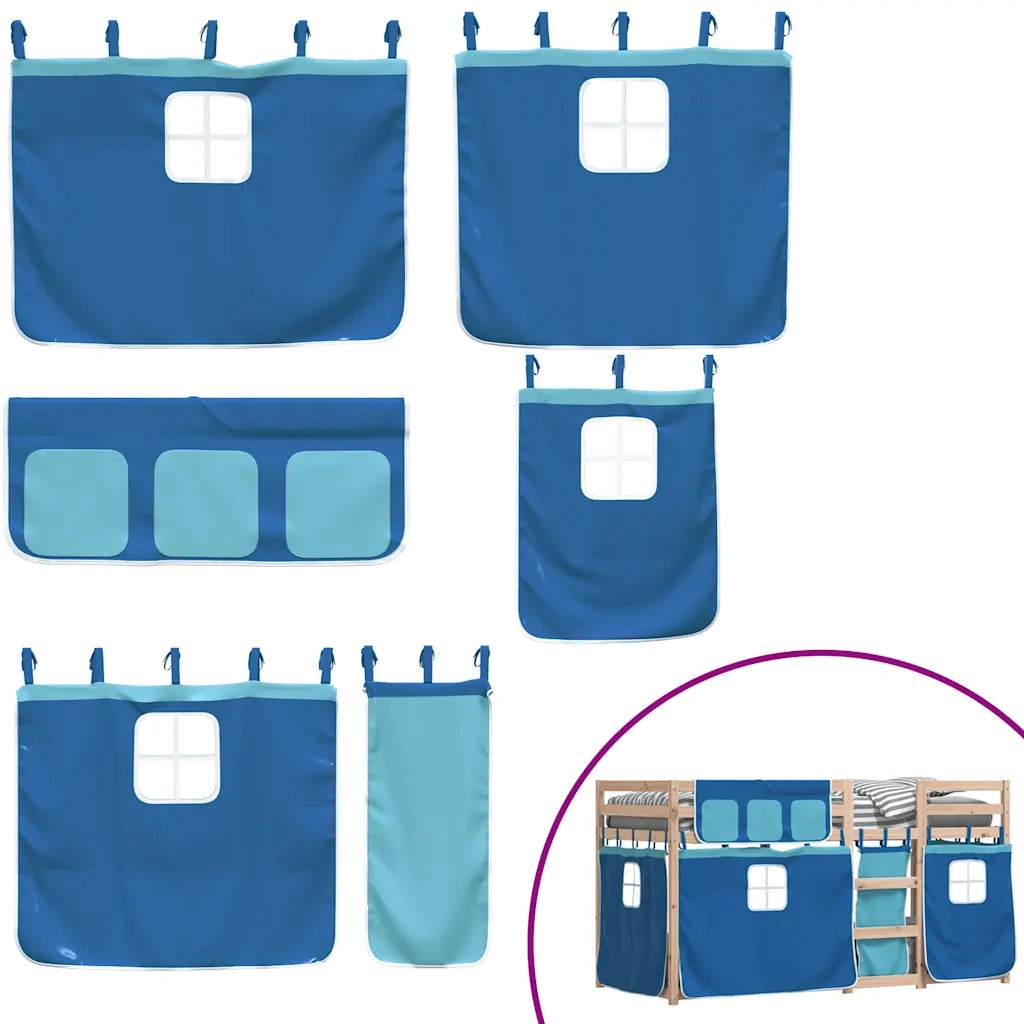 Letto a Castello senza Materasso Blu 90x200cm Massello Pino