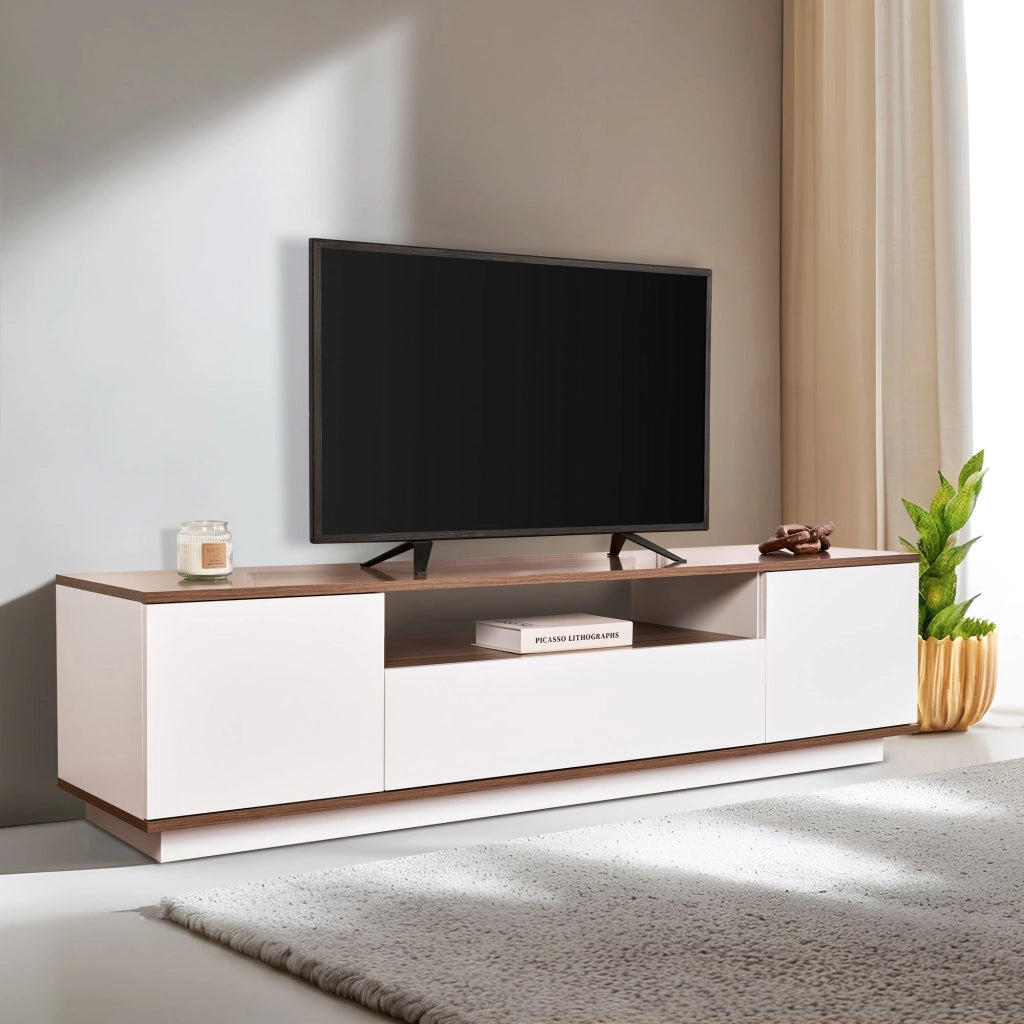 Porta TV in legno "Veramont" - 180 x 44 x 44 cm - Marrone scuro