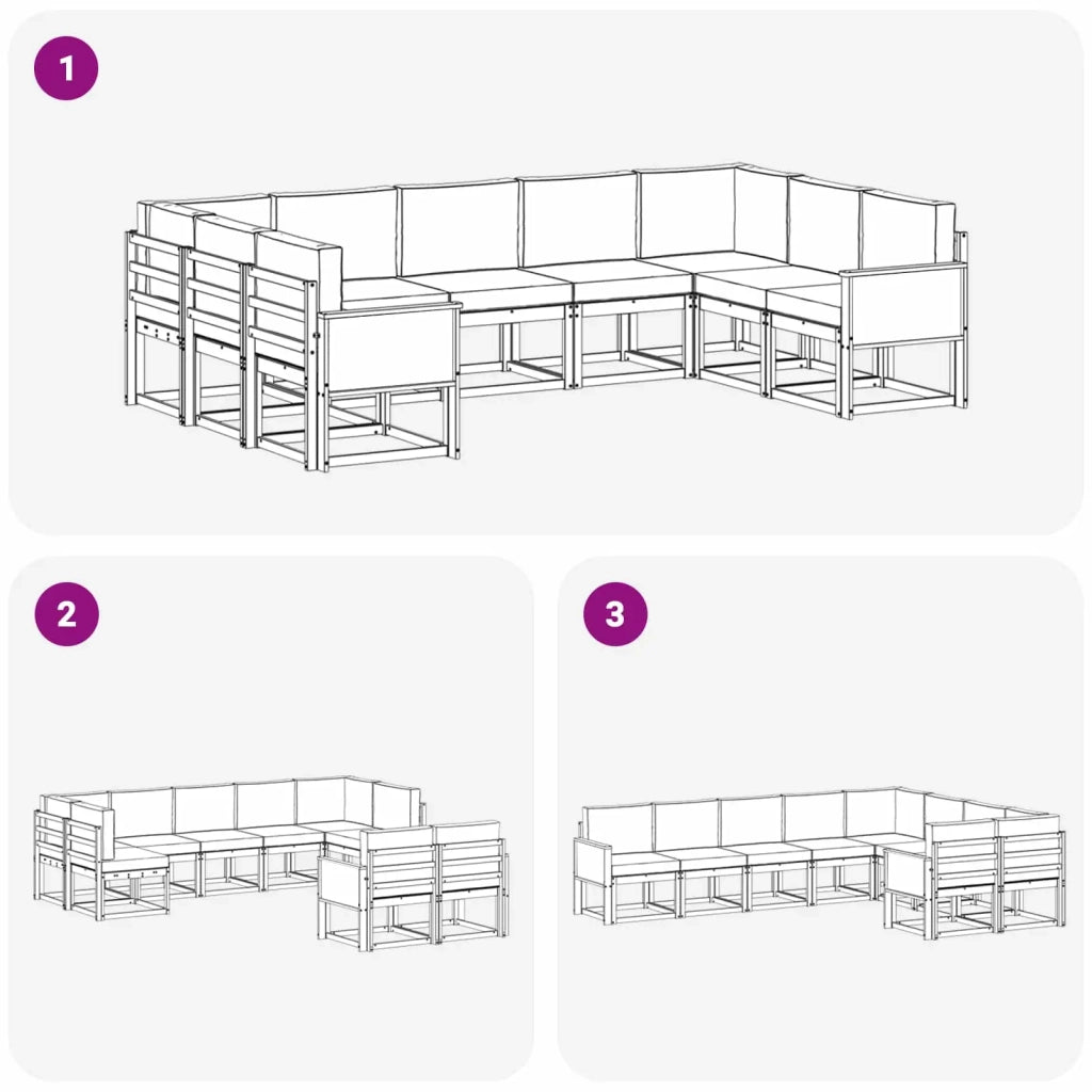 Set di divani da esterno 9 pz Naturale e Antracite 3385538