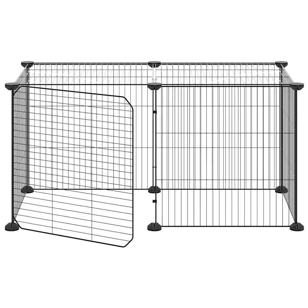 Gabbia per Animali 8 Pannelli con Porta Nero 35x35 cm Acciaio 3114053