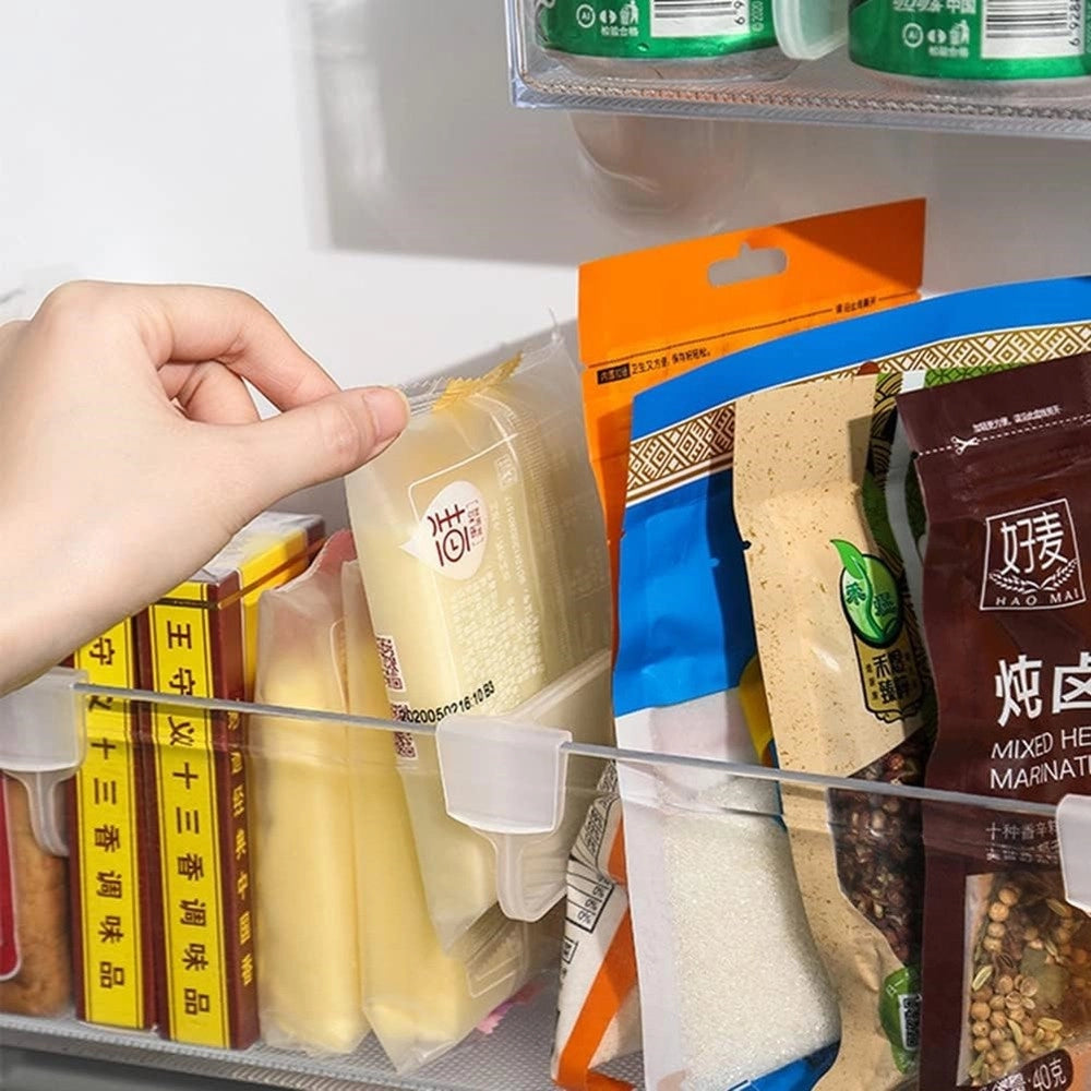 Trade Shop - Set 4 Pezzi Organizzatori Divisori Scomparti In Plastica Per Frigorifero Cucina -