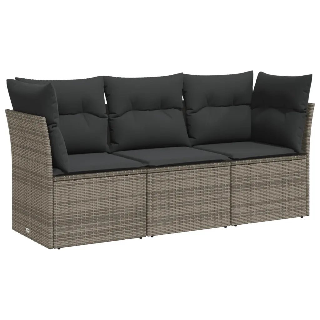 Set Divani da Giardino 3 pz con Cuscini Grigio in Polyrattan 3217210