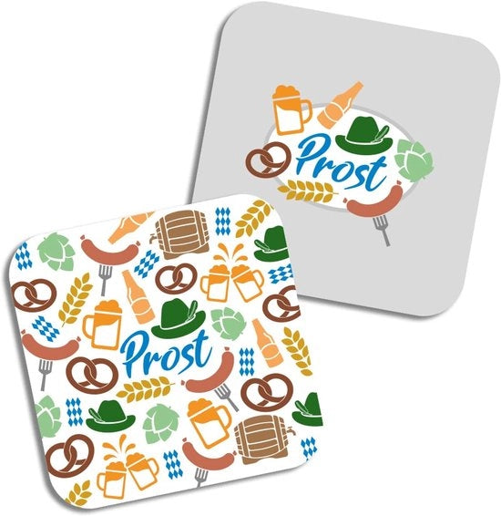 Decorazioni per bicchieri Oktoberfest per 50 glassi, sostegni quadrati in cartone (9,3 cm x 9,3 cm) per decorazione di Wiesn