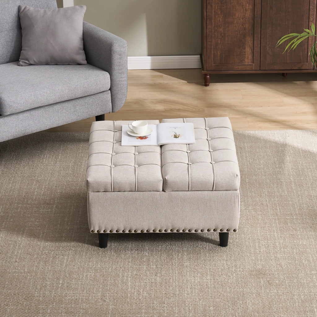 Panca Contenitore Imbottita ¨C MINIMAL ¨C Beige, seduta con vano, soggiorno camera