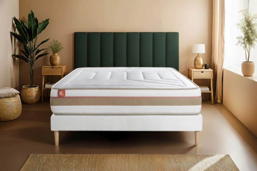 Pacchetto letto completo - Materasso 140x190cm + Box spring con doghe (kit) + 2 cuscini + Piumino - Le Tendre