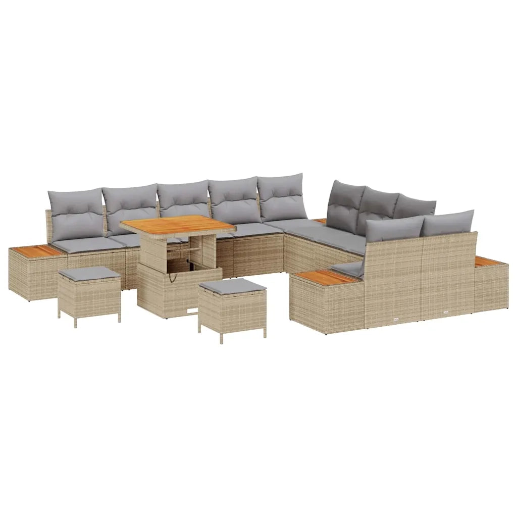 Set Divano da Giardino con cuscino 13 pcs Beige Poly Rattan 3364922