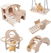 Giocattoli per Roditori Giocattoli per Piccoli Animali Rifugi per Roditori Giocattoli per Addestramento per Piccoli Animali (Casa in Legno)