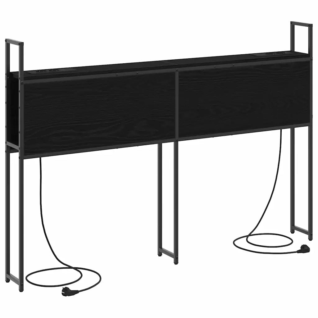 Testiera con Stazione di Carica e Storage-Testiera Multifunzionale-Testata Rovere nero 150 cm