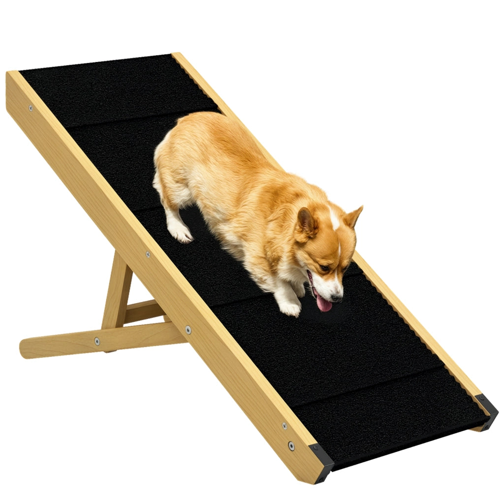 Rampa per Cani Pieghevole in Legno ¨C Zephmum ¨C Naturale 83.5x35x47.5 cm