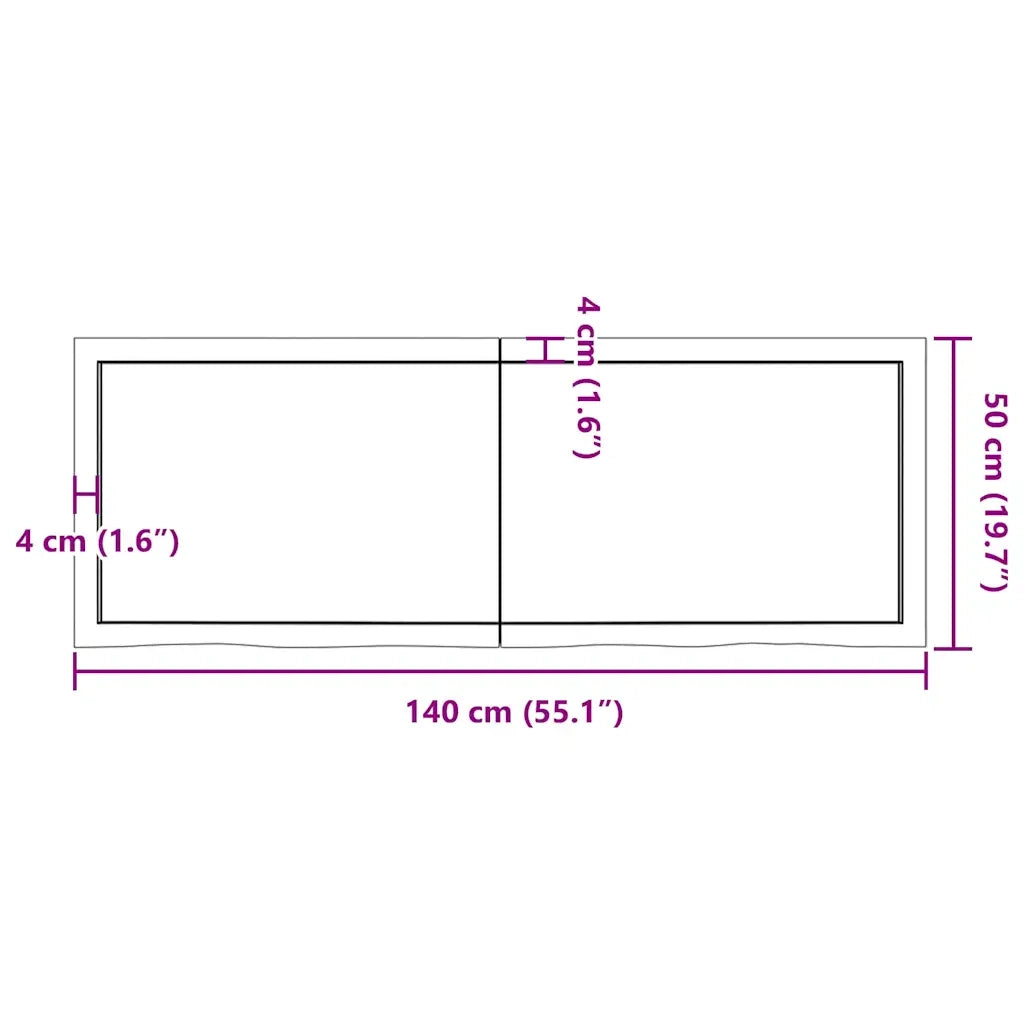 Piano Tavolo | Superficie Tavolo | Piano Scrivania Marrone 140x50x(2-4) cm Massello Rovere Trattato