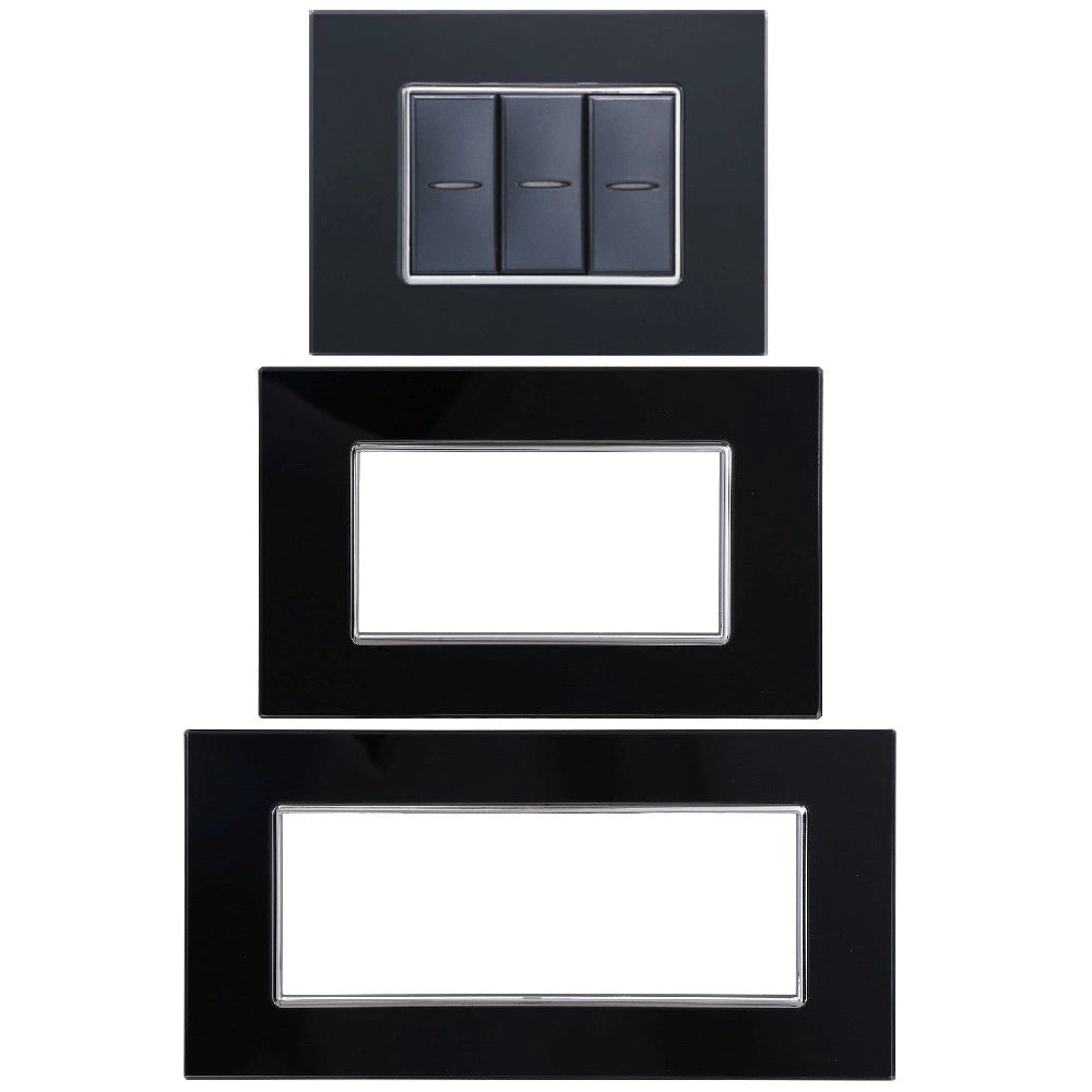 Trade Shop - Placca Cristal 3m 4m 6m Nero Effetto Vetro Compatibile Con Bticino Axolute -