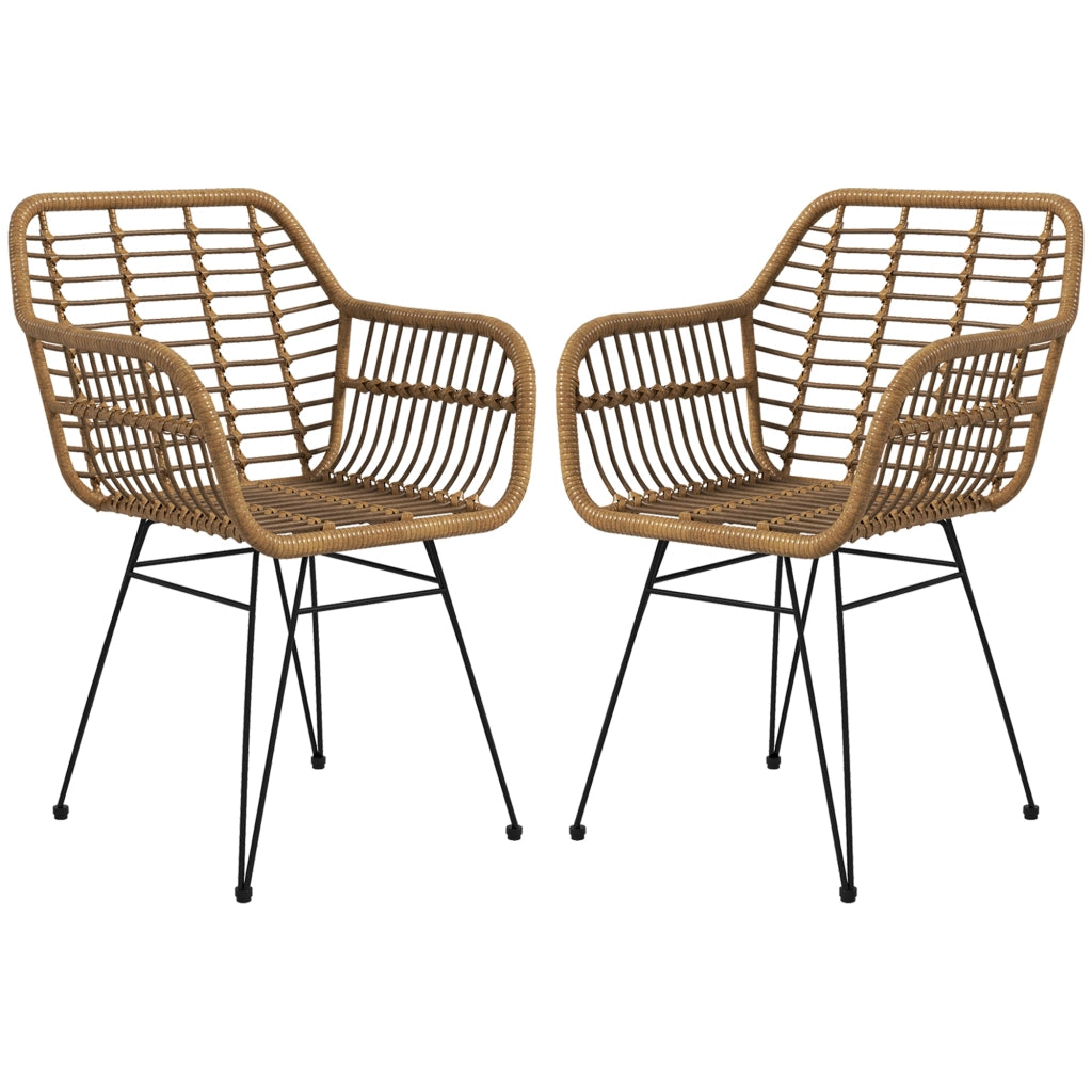 Sedia da pranzo ¨C Zephmum ¨C Naturale e nero, Rattan, 56x60x79
