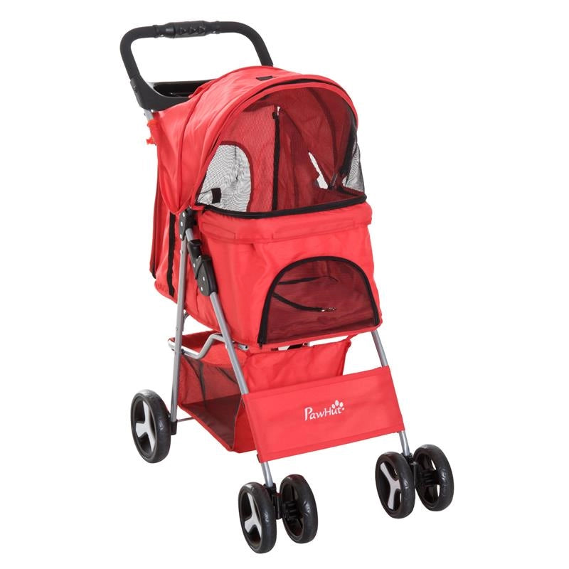 PASSEGGINO PER ANIMALI DOMESTICI PIEGHEVOLE, ROSSO, 75 X 46 X 94 CM