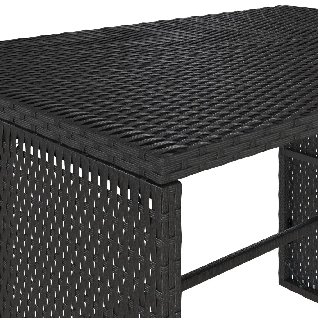 Set da Pranzo da Giardino 3 pz | Set Salotto da Giardino con Cuscini Nero in Polyrattan