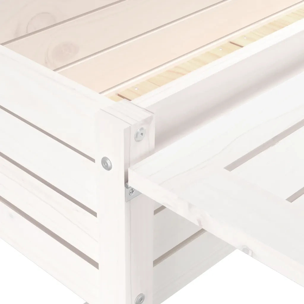 Fioriera | Cassetta per fiori | Vaso Giardino Piano Pieghevole Bianco Legno Massello Pino
