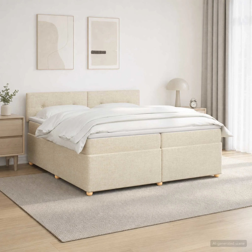 Letto box spring con materasso Crema 200 x 200 cm Tessuto 3452504