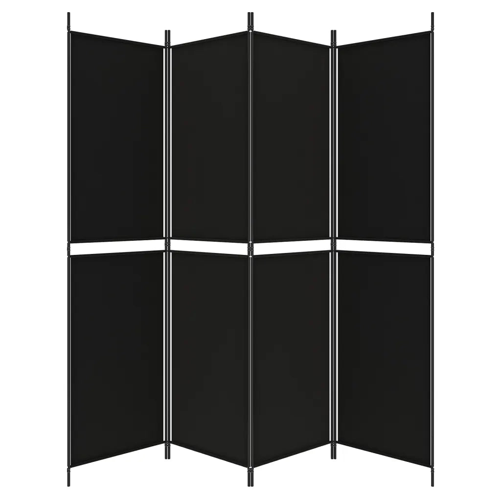 Divisorio a 4 Pannelli Nero 200x200 cm in Tessuto 350233
