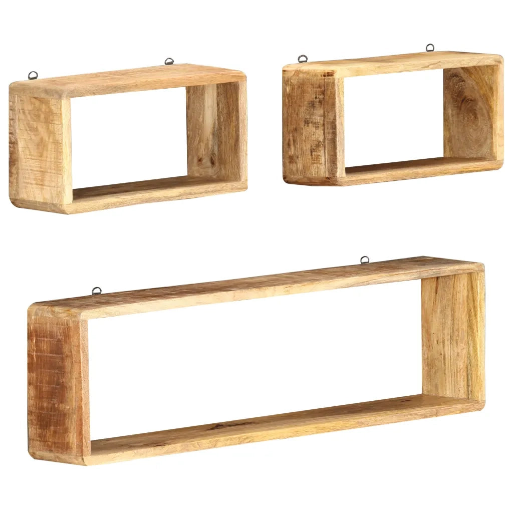 Set Mensole Cubiche da Parete 3 pz in Legno Massello di Mango 285844
