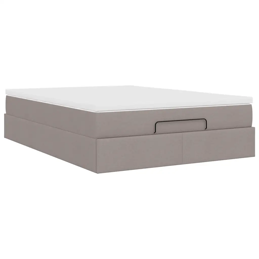 vidaXL Struttura Letto Pouf con Materasso Tortora 140x190 cm Tessuto