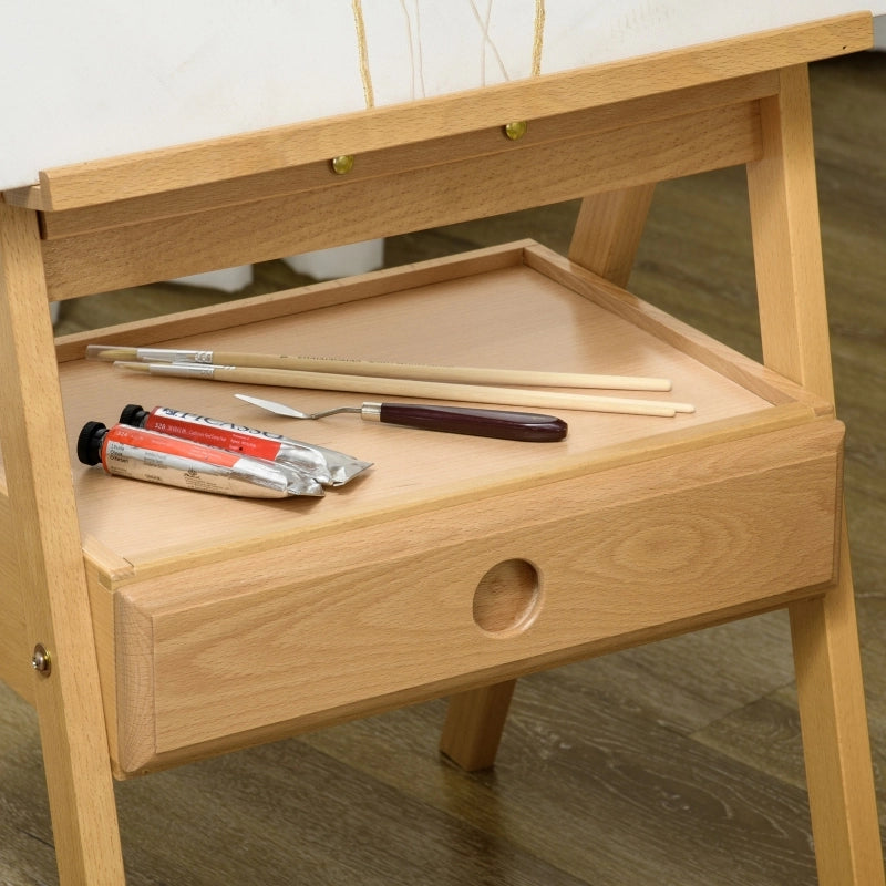 Cavalletto da pittura in legno regolabile con cassetto e struttura pieghevole